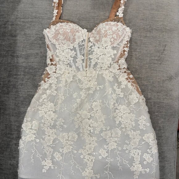 Rosie Etienne Lilliana Beaded White Mini Dress Size 0 - Picture 3 of 6